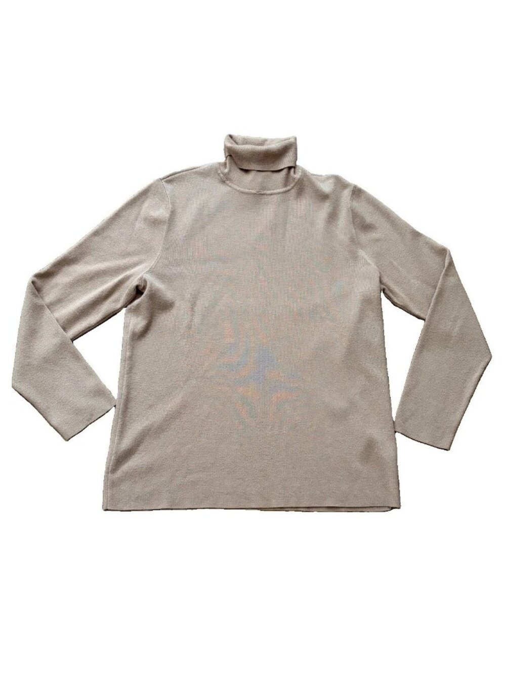 Chicos Turtleneck Basic Sweater Women Size 12 US Camel Tan Soft Classic